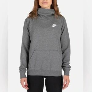 Nike Sportswear Women's Gray Grey Funnel Neck Fleece Pullover Hoodie Size XL
